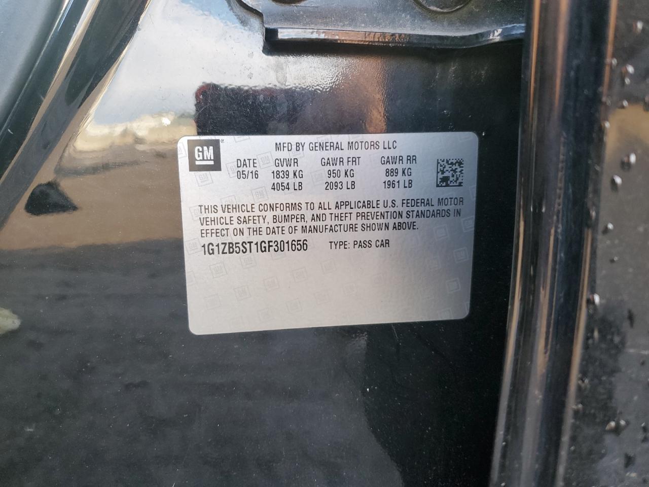 2016 Chevrolet Malibu VIN 1G1ZB5ST1GF301656 Copart auction photo, front end damage thumbnail 15