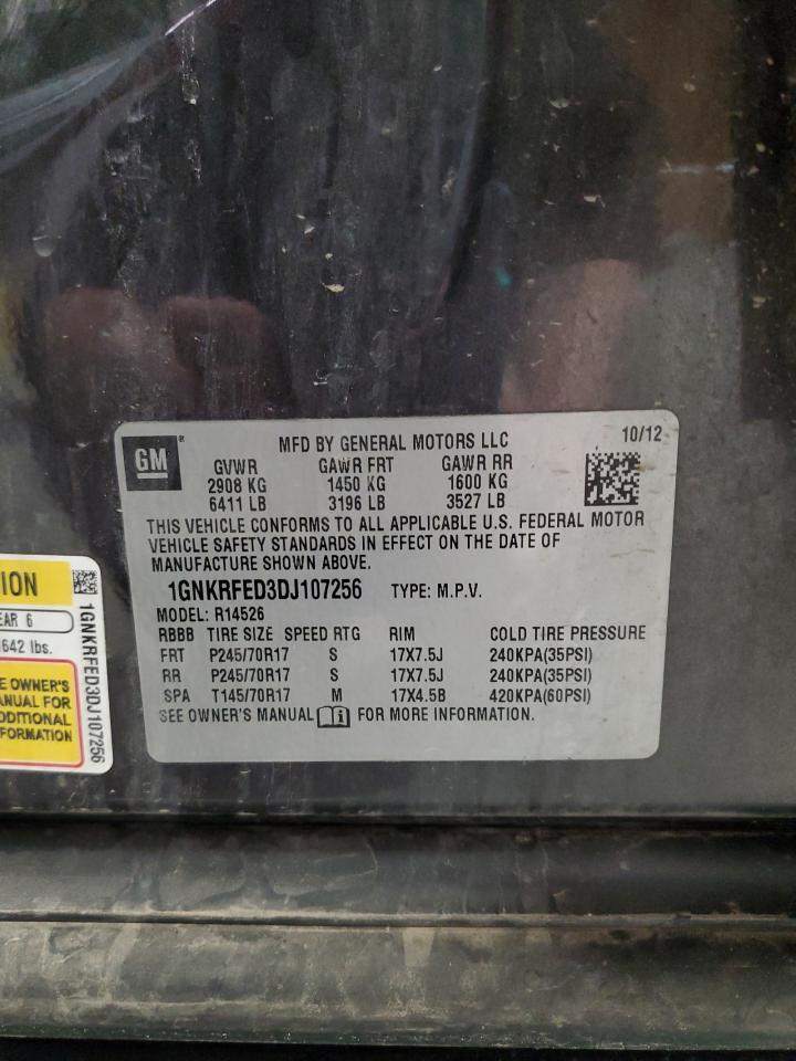 2013 Chevrolet Traverse VIN 1GNKRFED3DJ107256 Copart auction photo, side damage thumbnail 14