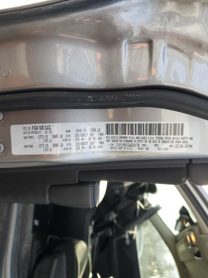 2016 Jeep Grand Cherokee VIN 1C4PJMAS1GW232178 Copart auction photo, mechanical / minor dent/scratches damage thumbnail 13