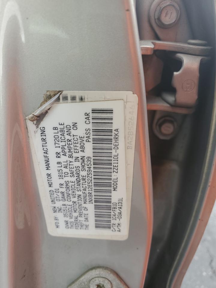 2002 Toyota Corolla VIN 1NXBR12E52Z594539 Copart auction photo, minor dent/scratches damage thumbnail 12