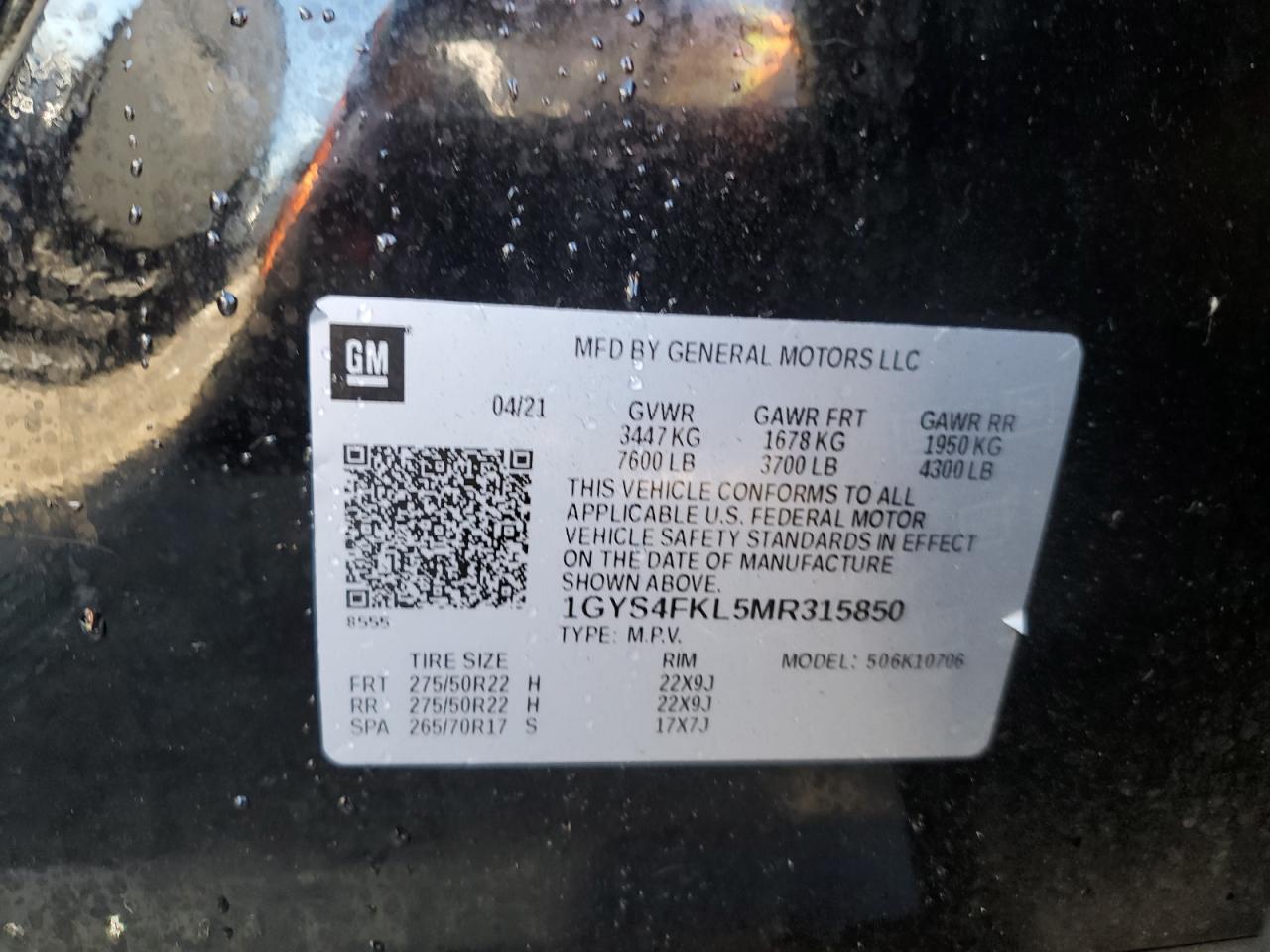 2021 Cadillac Escalade VIN 1GYS4FKL5MR315850 Copart auction photo, front end damage thumbnail 13