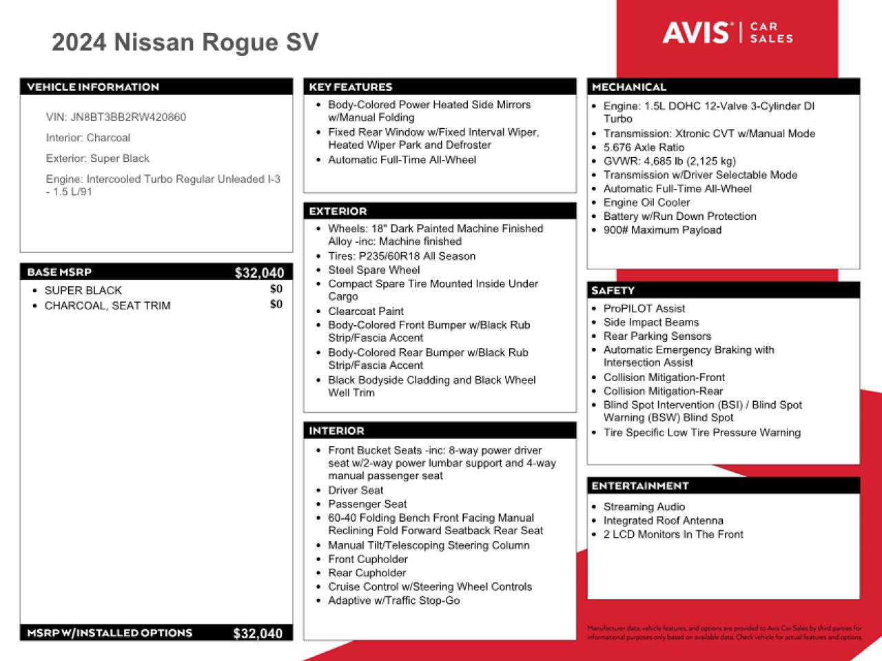 2024 Nissan Rogue VIN JN8BT3BB2RW420860 Copart auction photo, rear end / front end damage thumbnail 13