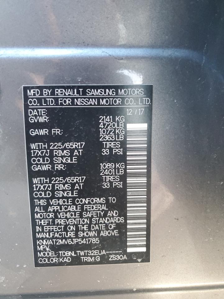 2018 Nissan Rogue VIN KNMAT2MV6JP541785 Copart auction photo, front end damage thumbnail 13