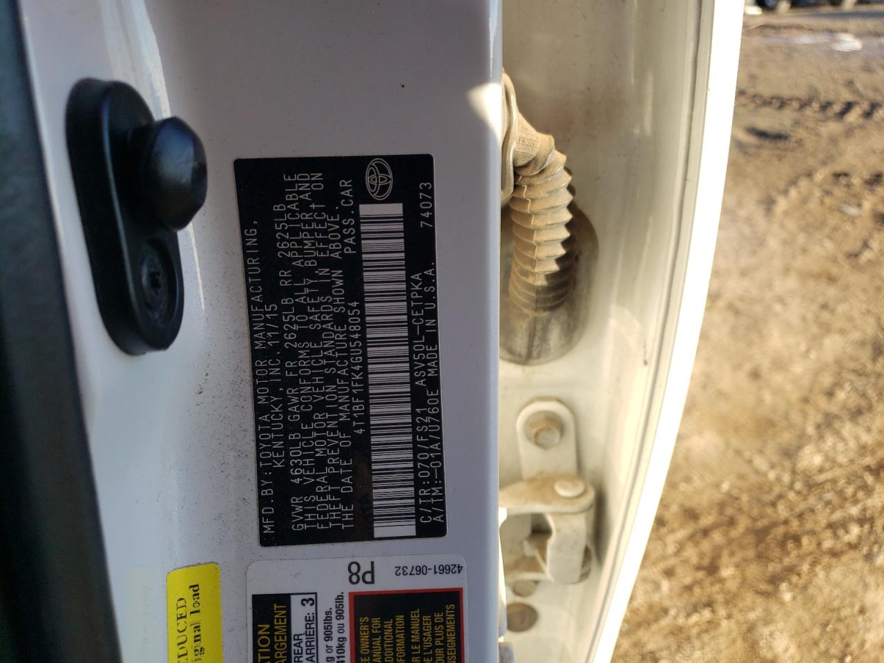 2016 Toyota Camry VIN 4T1BF1FK4GU548054 Copart auction photo, side damage thumbnail 12