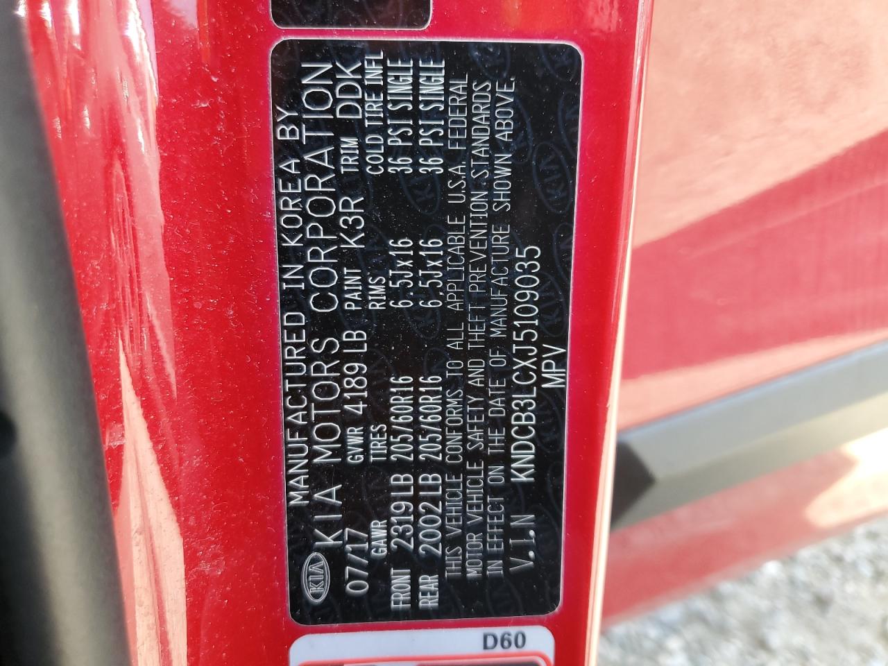 2018 KIA Niro VIN KNDCB3LCXJ5109035 Copart auction photo, front end / side damage thumbnail 13