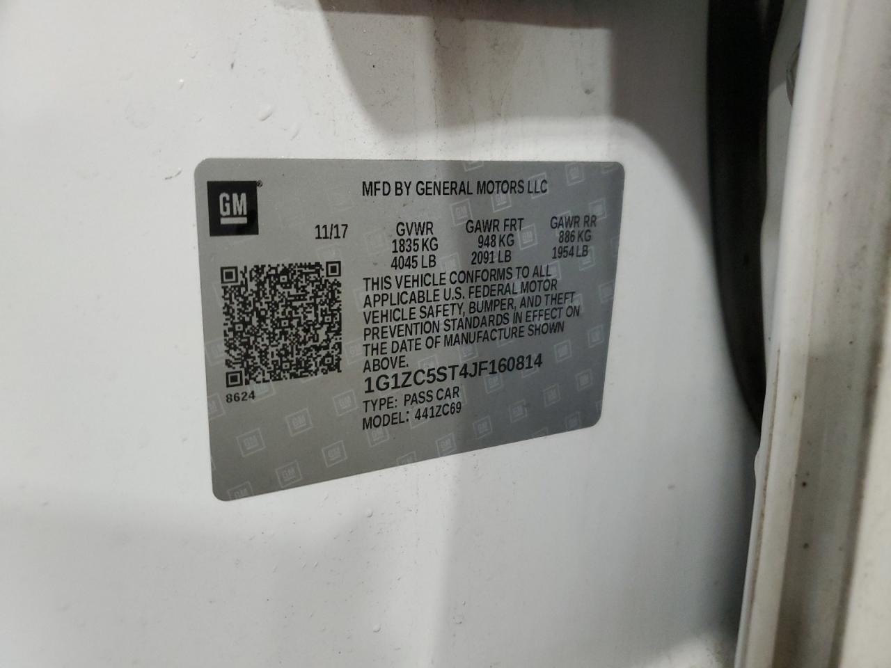 2018 Chevrolet Malibu VIN 1G1ZC5ST4JF160814 Copart auction photo, front end / rear end damage thumbnail 13