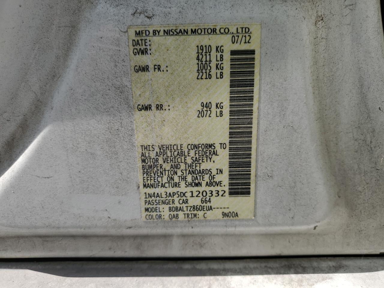 2013 Nissan Altima VIN 1N4AL3AP5DC120332 Copart auction photo, front end damage thumbnail 12