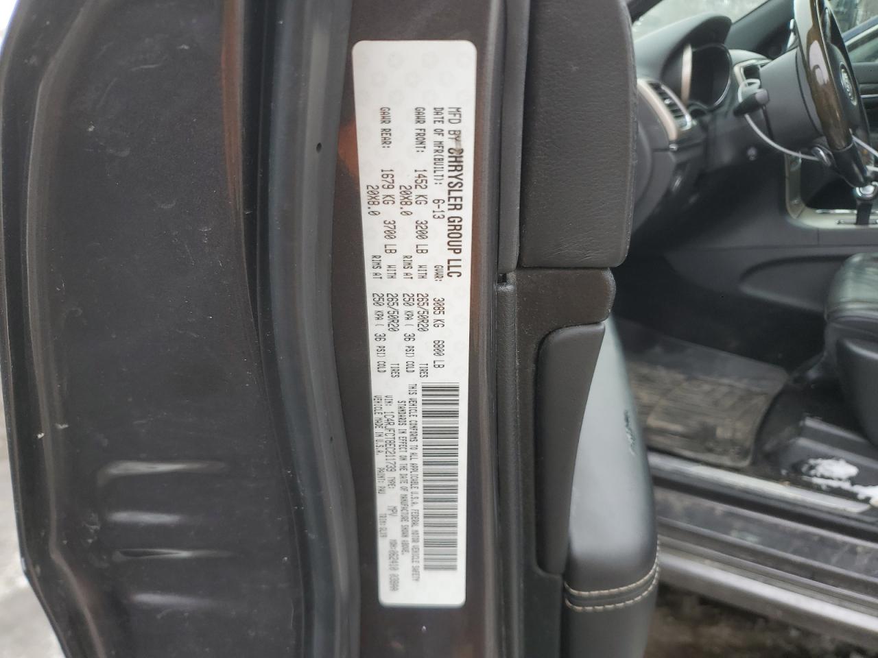 2014 Jeep Grand Cherokee VIN 1C4RJFCT8EC211739 Copart auction photo, front end damage thumbnail 13