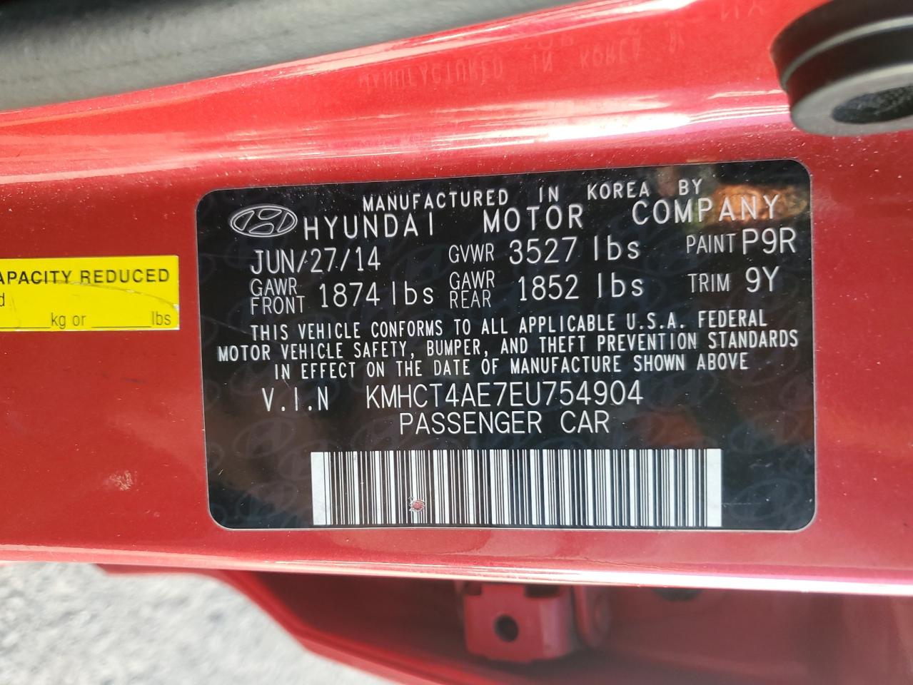 2014 Hyundai Accent VIN KMHCT4AE7EU754904 Copart auction photo, all over / mechanical damage thumbnail 13