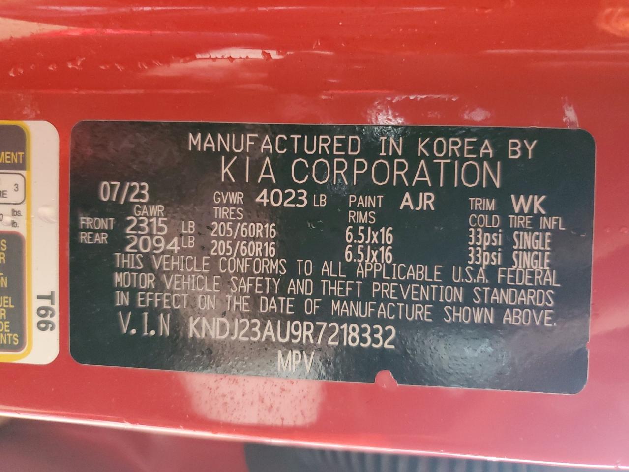 2024 KIA Soul VIN KNDJ23AU9R7218332 Copart auction photo, rear end / side damage thumbnail 12