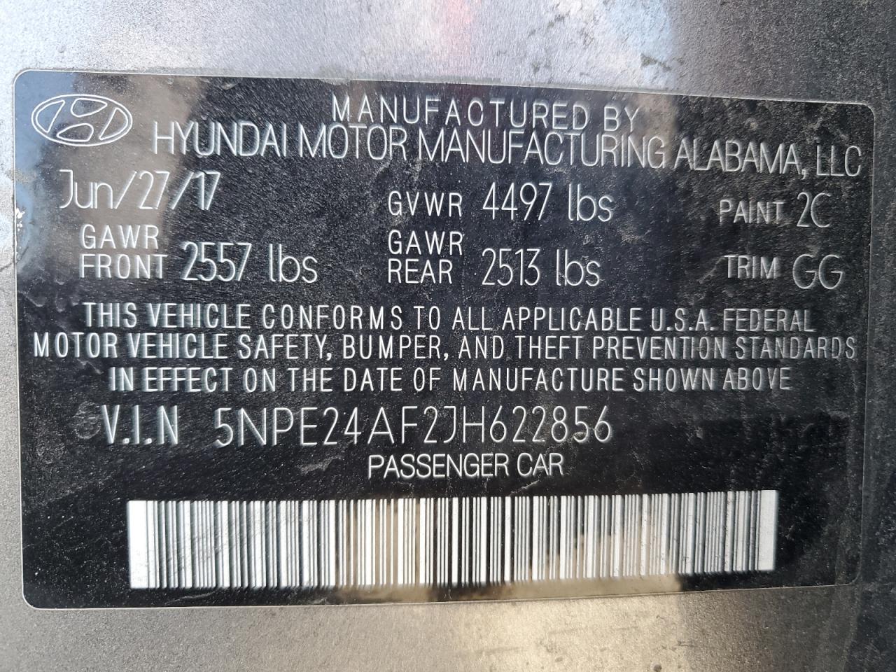 2018 Hyundai Sonata VIN 5NPE24AF2JH622856 Copart auction photo, front end damage thumbnail 12