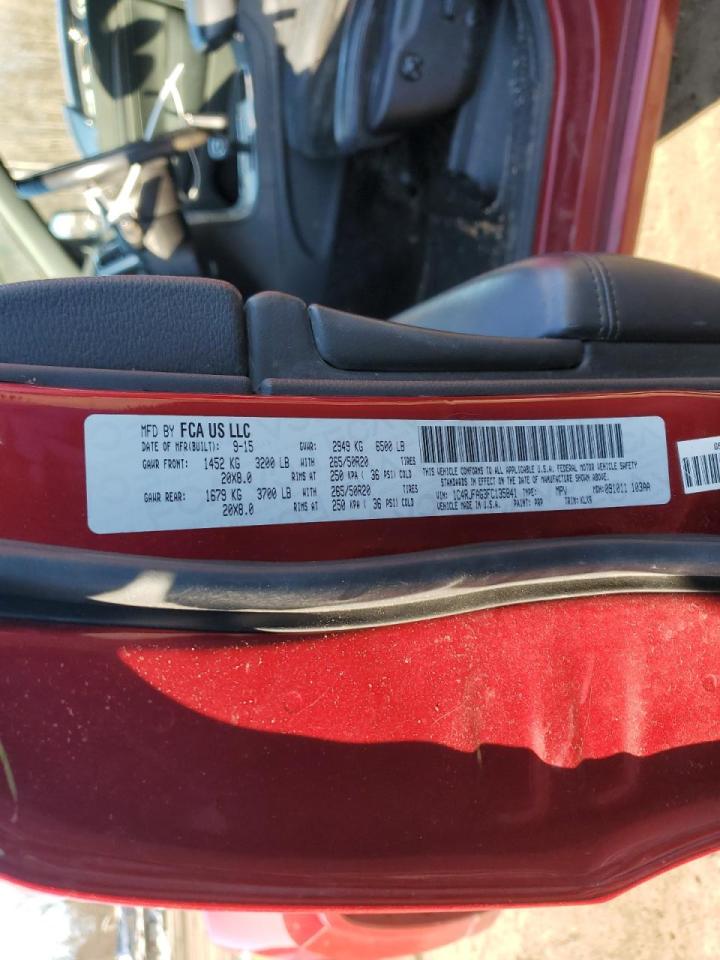 2015 Jeep Grand Cherokee VIN 1C4RJFAG3FC135841 Copart auction photo, minor dent/scratches damage thumbnail 13