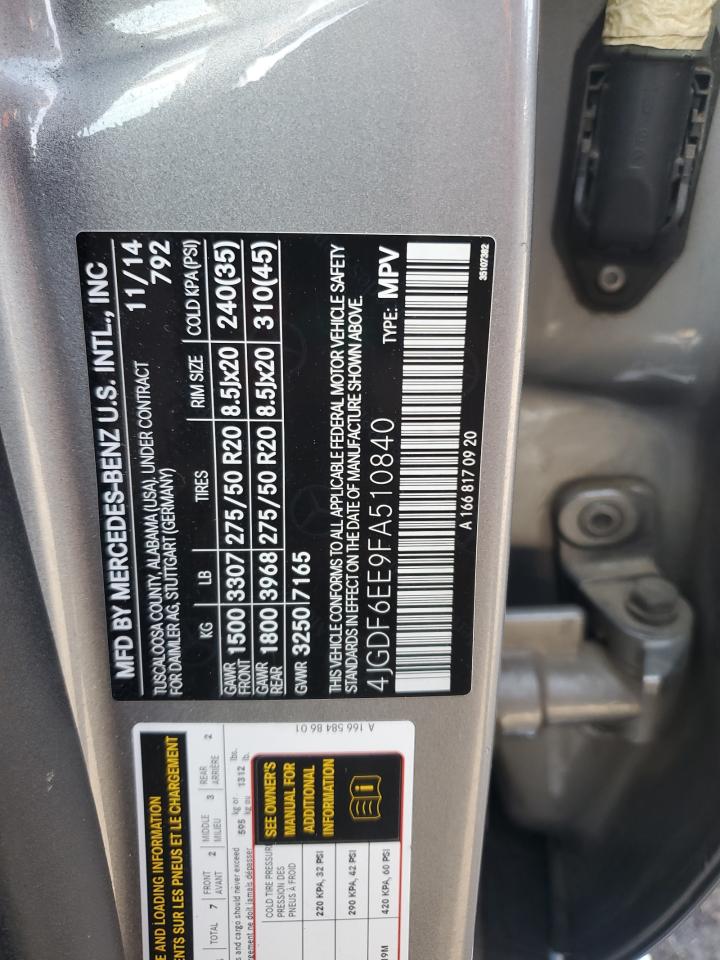 2015 Mercedes-Benz GL-klasse VIN 4JGDF6EE9FA510840 Copart auction photo, front end damage thumbnail 14