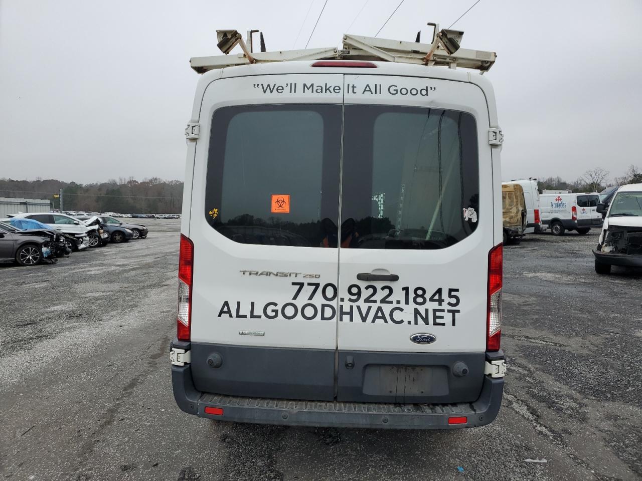2016 Ford Transit VIN 1FTYR2CG4GKA55370 Copart auction photo, all over damage thumbnail 6