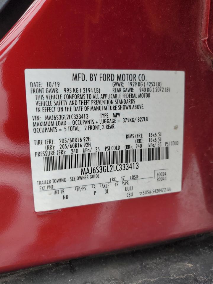 2020 Ford EcoSport VIN MAJ6S3GL2LC333413 Copart auction photo, front end damage thumbnail 14
