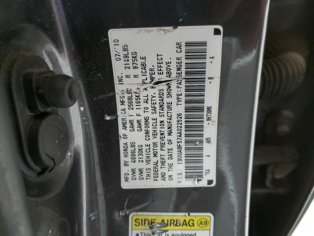 2010 Acura TL VIN 19UUA8F57AA022526 Copart auction photo, front end damage thumbnail 13