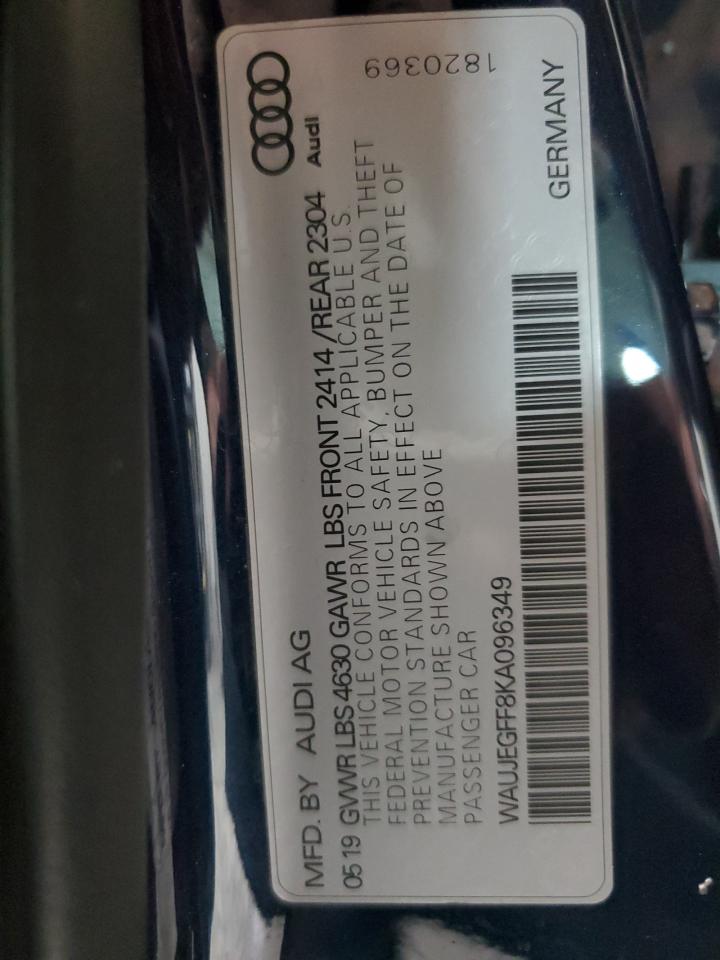 2019 Audi A3 VIN WAUJEGFF8KA096349 Copart auction photo, front end / minor dent/scratches damage thumbnail 13