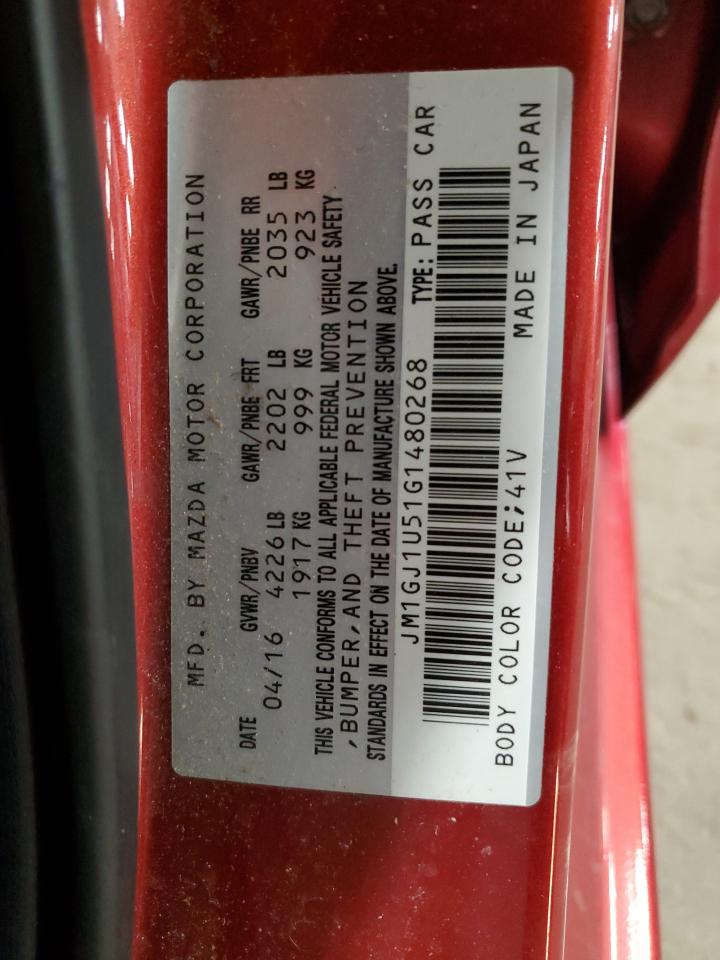2016 Mazda 6 VIN JM1GJ1U51G1480268 Copart auction photo, front end damage thumbnail 12