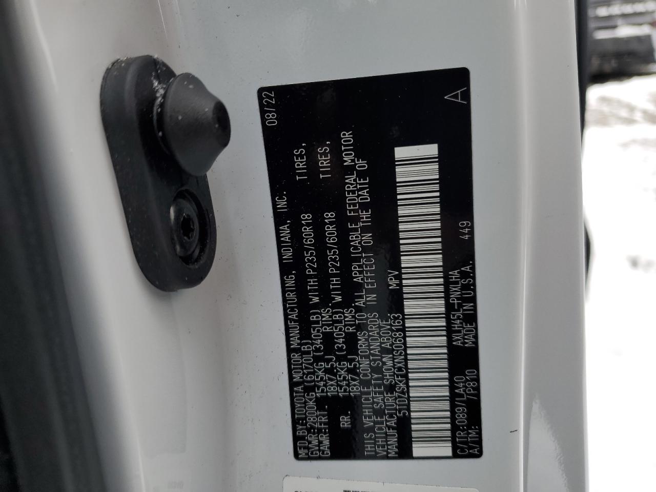 2022 Toyota Sienna VIN 5TDZSKFCXNS068163 Copart auction photo, front end / rear end damage thumbnail 16