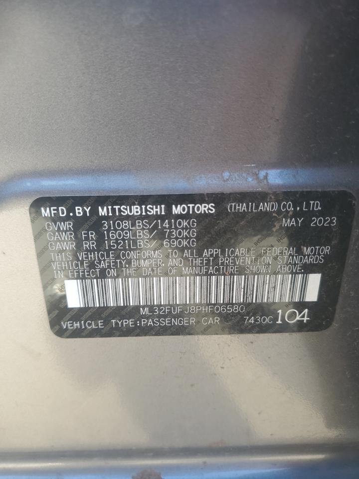 2023 Mitsubishi Mirage VIN ML32FUFJ8PHF06580 Copart auction photo, front end / rear end damage thumbnail 12