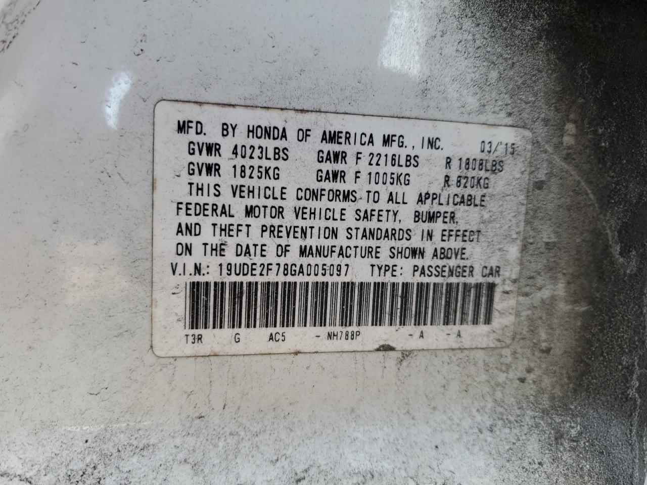 2016 Acura ILX VIN 19UDE2F78GA005097 Copart auction photo, front end damage thumbnail 15