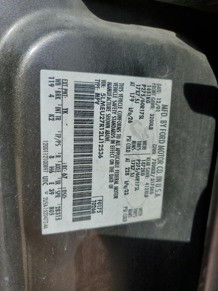 2002 Lincoln Navigator VIN 5LMEU27R12LJ12536 Copart auction photo, front end damage thumbnail 13