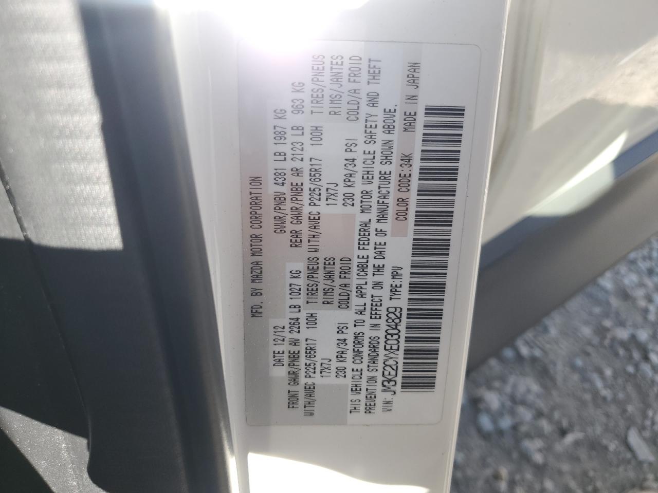 2014 Mazda CX-5 VIN JM3KE2CYXE0304829 Copart auction photo, front end damage thumbnail 15