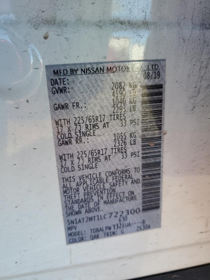 2020 Nissan Rogue VIN 5N1AT2MT1LC722300 Copart auction photo, front end / rear end damage thumbnail 14