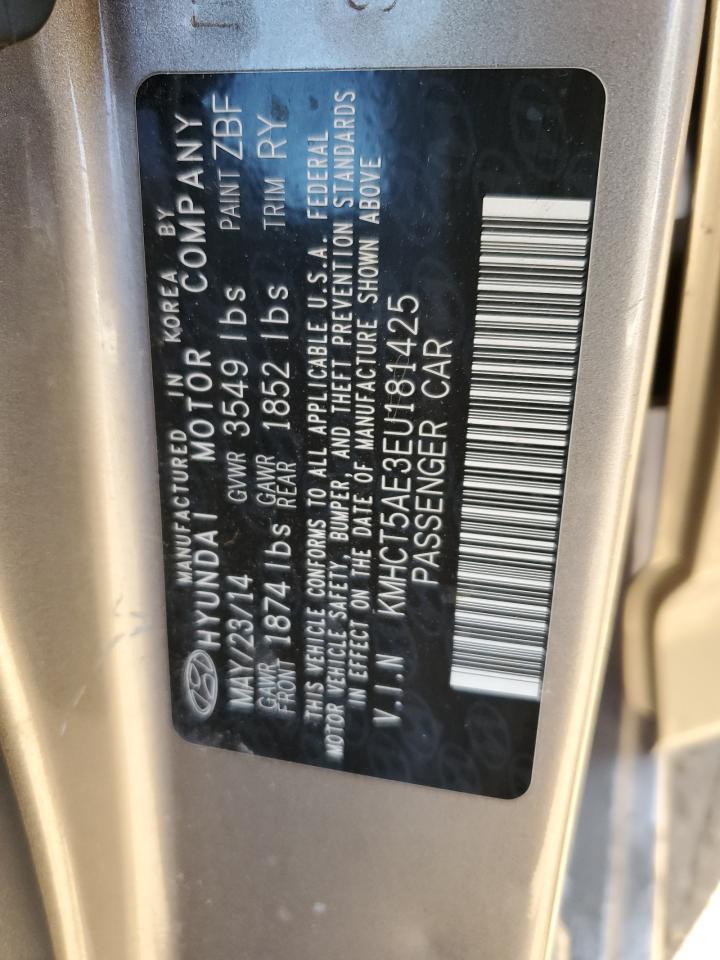 2014 Hyundai Accent VIN KMHCT5AE3EU181425 Copart auction photo, rear end damage thumbnail 12