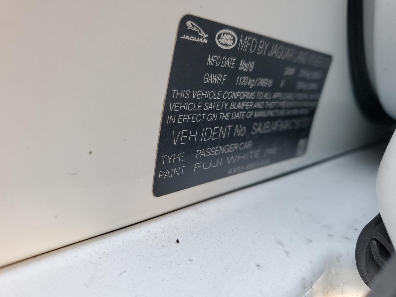 2019 Jaguar XF VIN SAJBJ4FX4KCY81323 Copart auction photo, side / rear end damage thumbnail 12