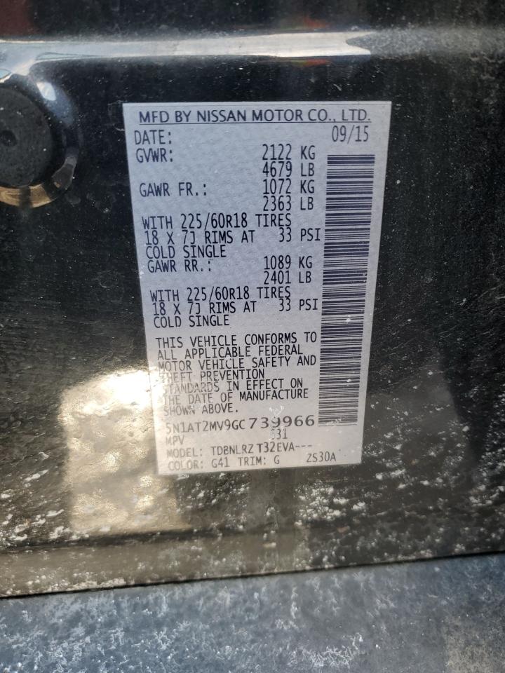 2016 Nissan Rogue VIN 5N1AT2MV9GC739966 Copart auction photo, rear end damage thumbnail 13