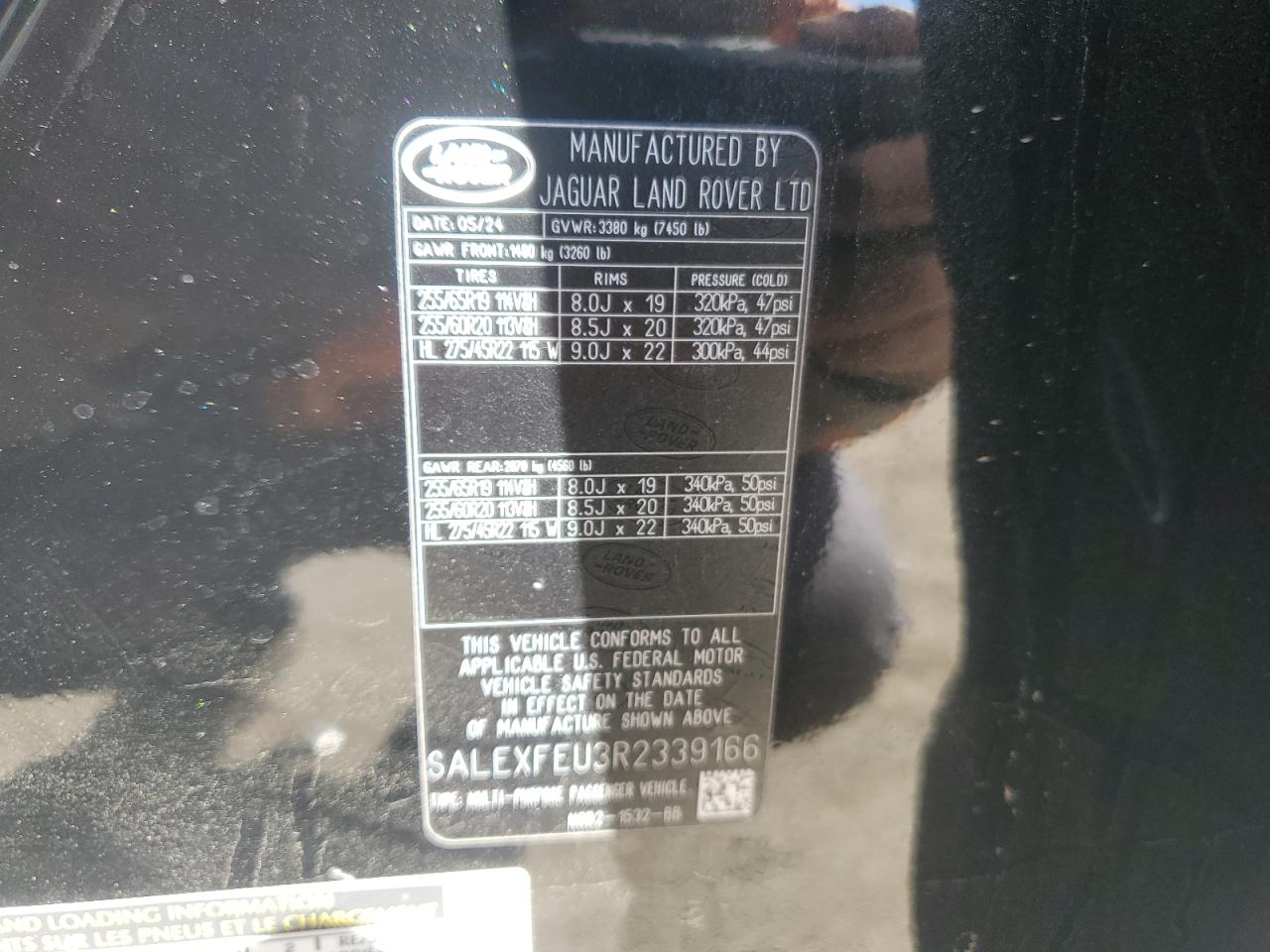 2024 Land Rover Defender VIN SALEXFEU3R2339166 Copart auction photo, water/flood damage thumbnail 16