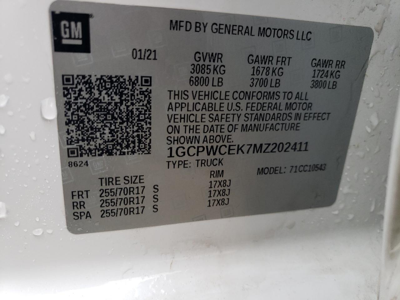 2021 Chevrolet Silverado VIN 1GCPWCEK7MZ202411 Copart auction photo, front end damage thumbnail 13