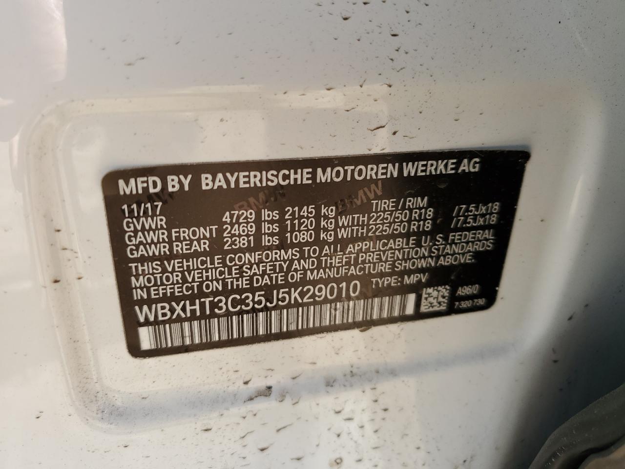 2018 BMW X1 VIN WBXHT3C35J5K29010 Copart auction photo, minor dent/scratches damage thumbnail 12