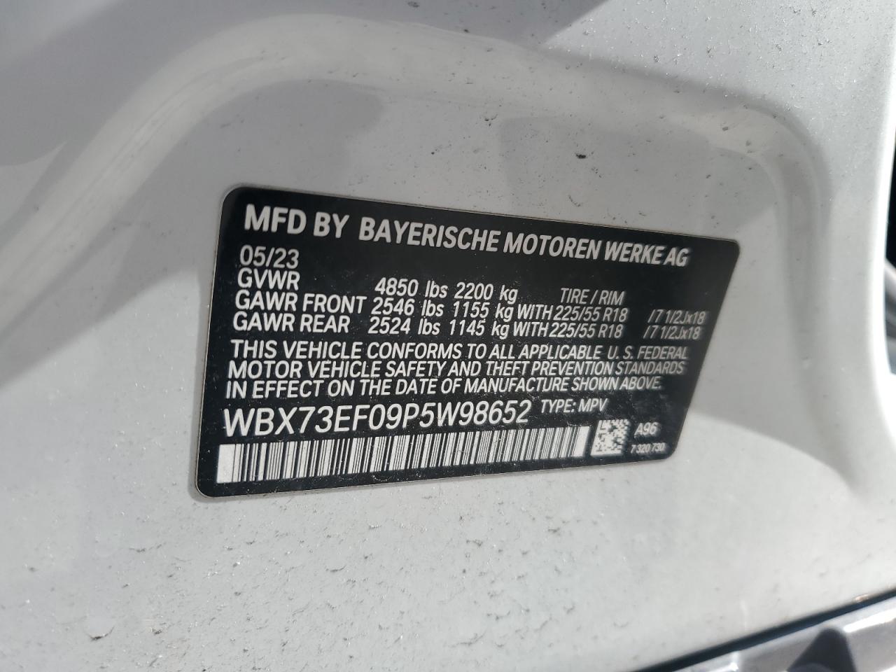 2023 BMW X1 VIN WBX73EF09P5W98652 Copart auction photo, mechanical / front end damage thumbnail 15