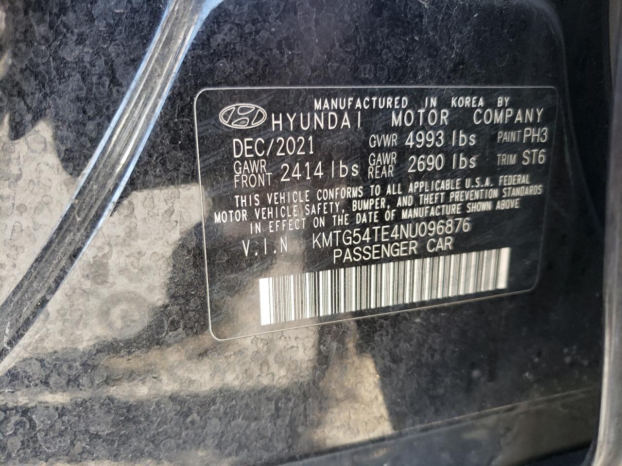 2022 Genesis G70 VIN KMTG54TE4NU096876 Copart auction photo, front end damage thumbnail 14