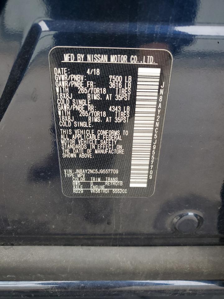 2018 Nissan Armada VIN JN8AY2NC5J9557709 Copart auction photo, front end / undercarriage damage thumbnail 13