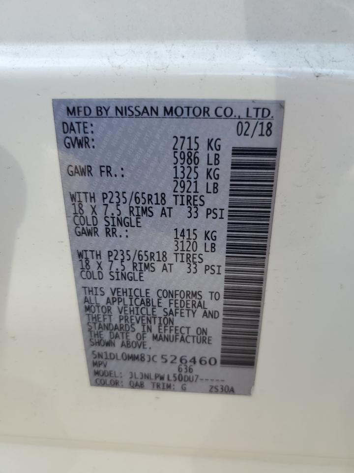 2018 Infiniti QX60 VIN 5N1DL0MM8JC526460 Copart auction photo, front end damage thumbnail 14