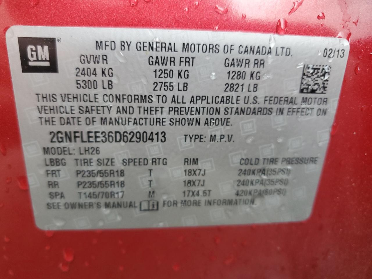 2013 Chevrolet Equinox VIN 2GNFLEE36D6290413 Copart auction photo, front end damage thumbnail 14