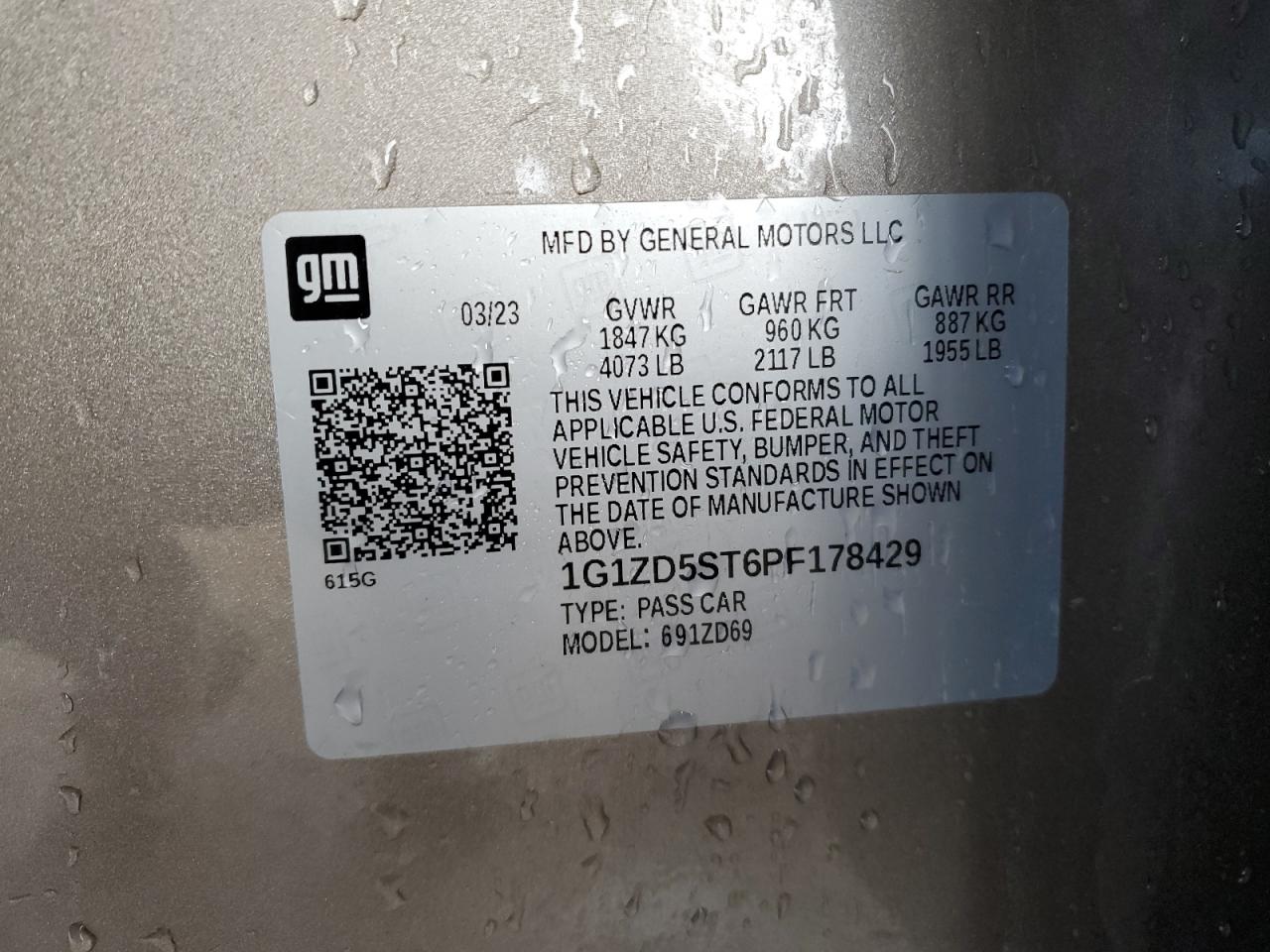 2023 Chevrolet Malibu VIN 1G1ZD5ST6PF178429 Copart auction photo, front end damage thumbnail 12
