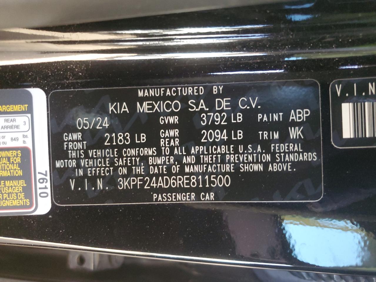2024 KIA Forte VIN 3KPF24AD6RE811500 Copart auction photo, rear end / side damage thumbnail 14