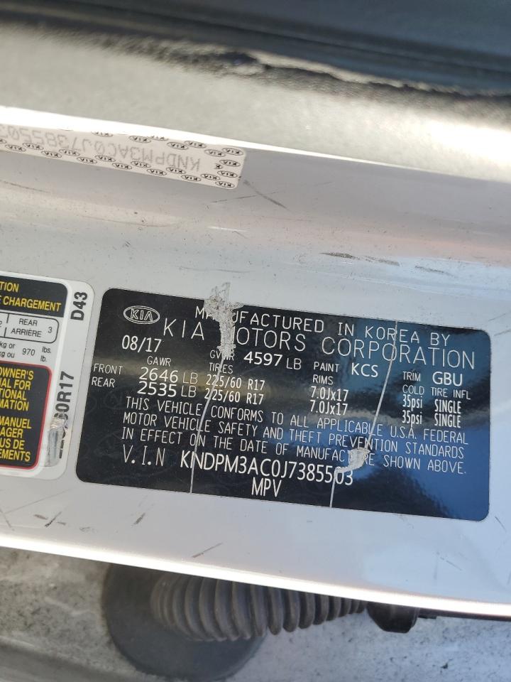 2018 KIA Sportage VIN KNDPM3AC0J7385503 Copart auction photo, front end damage thumbnail 13
