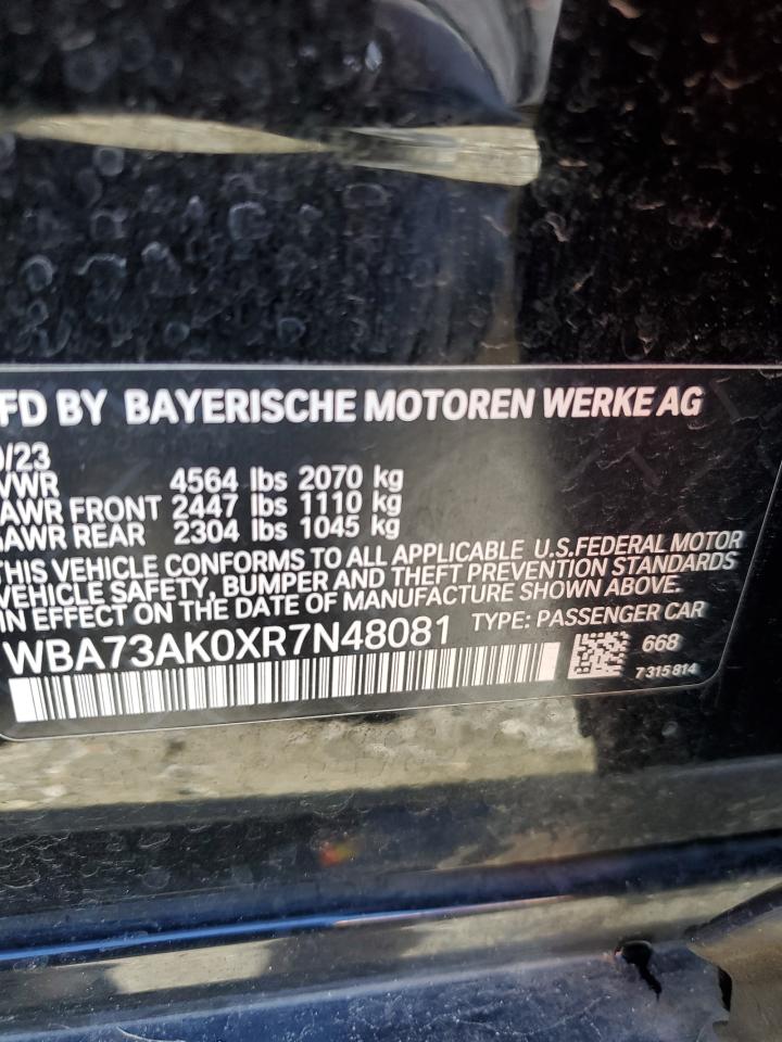 2024 BMW 2er VIN WBA73AK0XR7N48081 Copart auction photo, front end / minor dent/scratches damage thumbnail 13