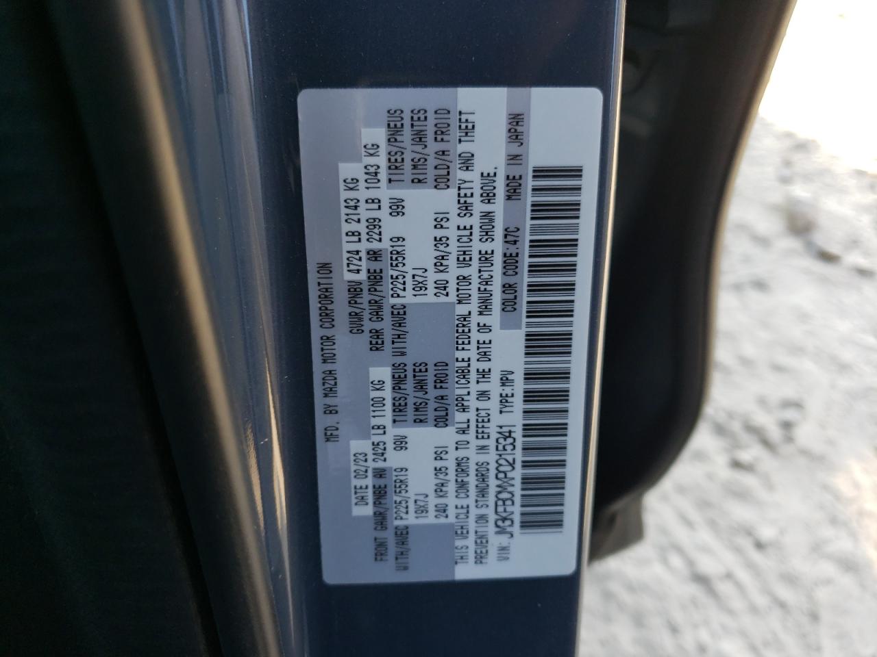 2023 Mazda CX-5 VIN JM3KFBCMXP0215341 Copart auction photo, minor dent/scratches damage thumbnail 13