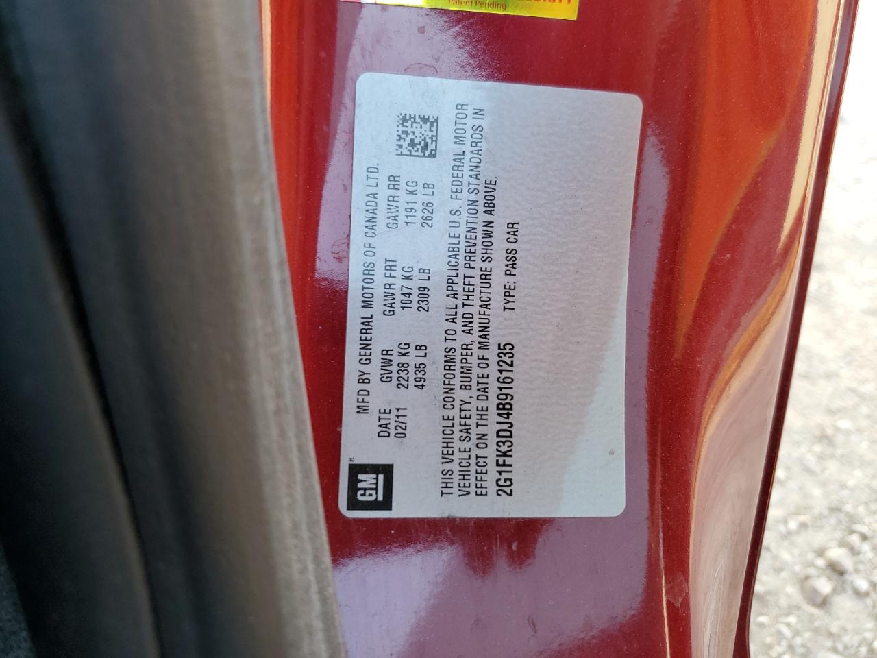 2011 Chevrolet Camaro VIN 2G1FK3DJ4B9161235 Copart auction photo, rear end / undercarriage damage thumbnail 12