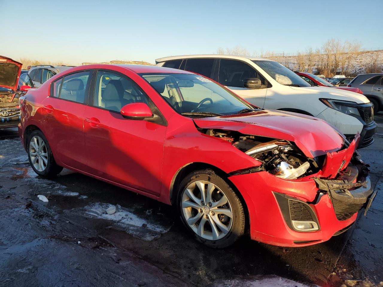 2011 Mazda 3 VIN JM1BL1U50B1405123 Copart auction photo, front end / hail damage thumbnail 4