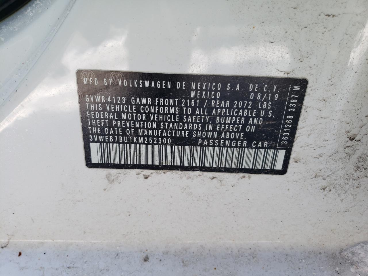 2019 Volkswagen Jetta VIN 3VWEB7BU1KM252300 Copart auction photo, front end damage thumbnail 12