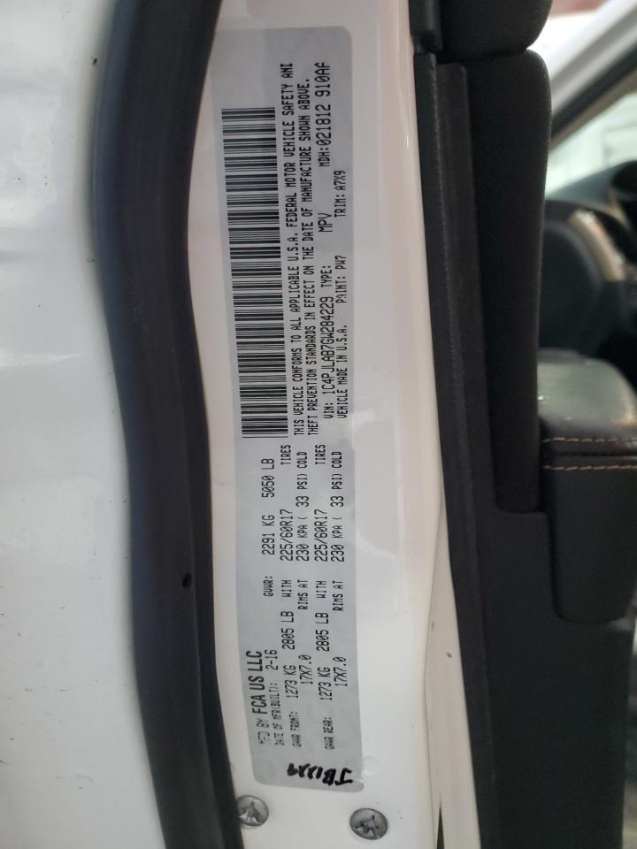 2016 Jeep Grand Cherokee VIN 1C4PJLAB7GW284229 Copart auction photo, rear end damage thumbnail 14