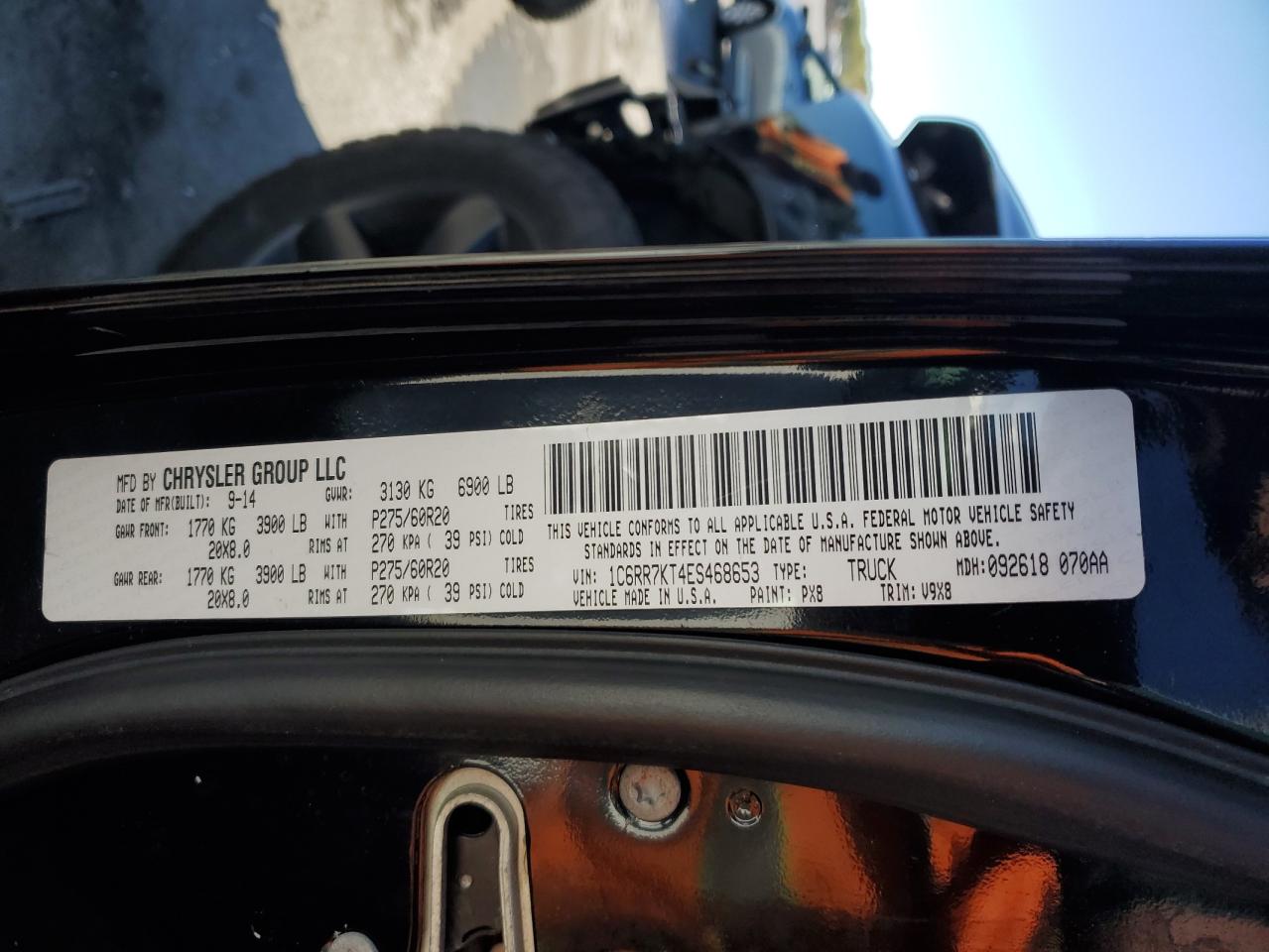 2014 RAM 1500 VIN 1C6RR7KT4ES468653 Copart auction photo, front end damage thumbnail 13
