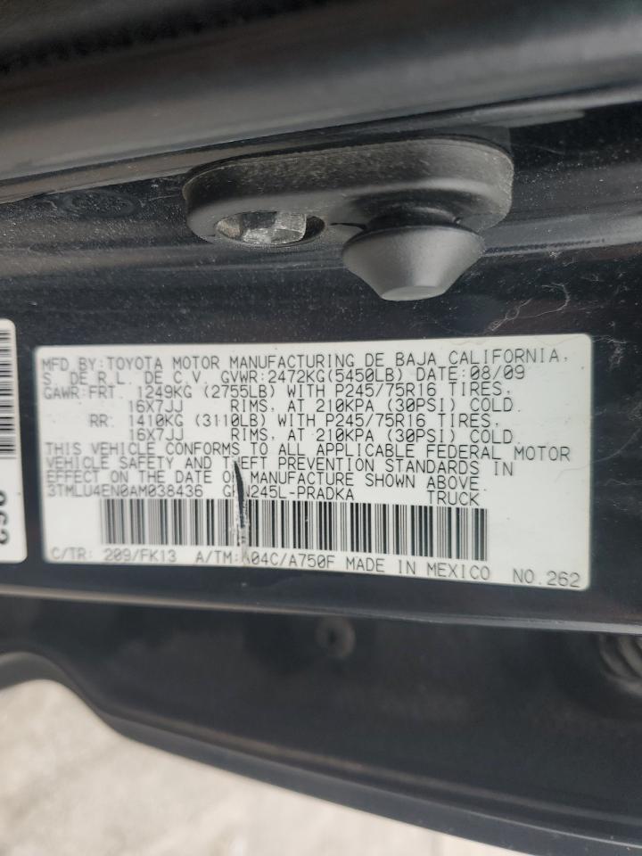 2010 Toyota Tacoma VIN 3TMLU4EN0AM038436 Copart auction photo, normal wear damage thumbnail 12